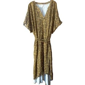 AVA & VIV NWOT Animal Print V Neck Short Sleeve Dress w/Belt - Size 4X